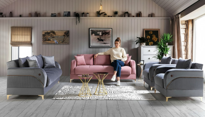 Sofaset 3+3+1+1 Zits Textiel Modern Compleet Fauteuil Bank 3-Zits Luxe