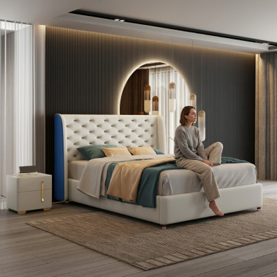 Slaapkamer meubel ontwerper bed bedframe tweepersoonsbedden elegantie hout
