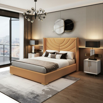 Ontwerp tweepersoonsbed bed 180x200cm hotelmeubilair luxe gestoffeerde slaapkamer