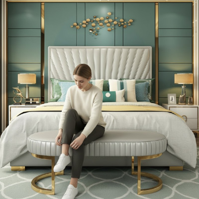 Houten design bed Dubbel Luxe Modern Hotel Frame Slaapkamer Nieuw.