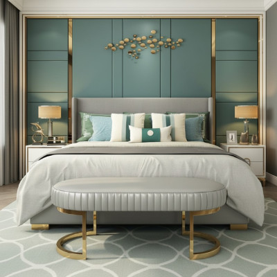 Houten design bed Dubbel Luxe Modern Hotel Frame Slaapkamer Nieuw.