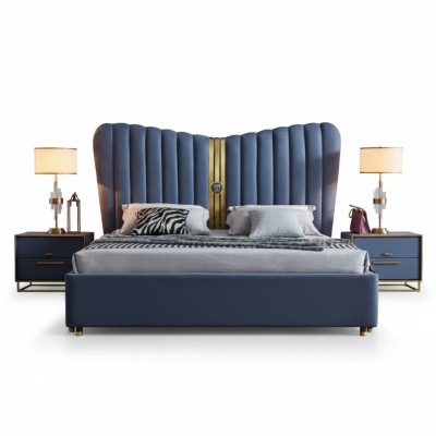 Bedden stoffering design luxe houten tweepersoonsbedden slaapkamer hotel meubels nieuw