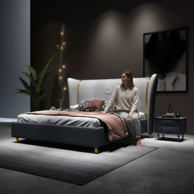 Luxe houten gestoffeerd bed slaapkamer 180x200cm tweepersoonsbed hotel nieuw