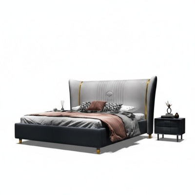 Luxe houten gestoffeerd bed slaapkamer 180x200cm tweepersoonsbed hotel nieuw