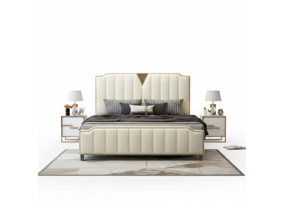 Tweepersoonsbed Slaapkamer Bedden Luxe Tweepersoonsbed Beige Inrichting Meubels