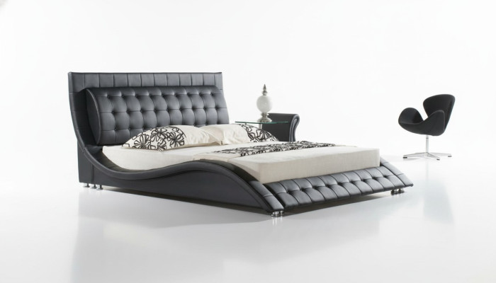 Bed tweepersoonsbed Zwart Bekleed bed Slaapkamer Modern 180x200