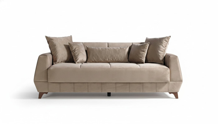 Ontwerpbank Driezits Beige Bank Meubels Textiel Stof 3-Zits Bankstellen Sofa's