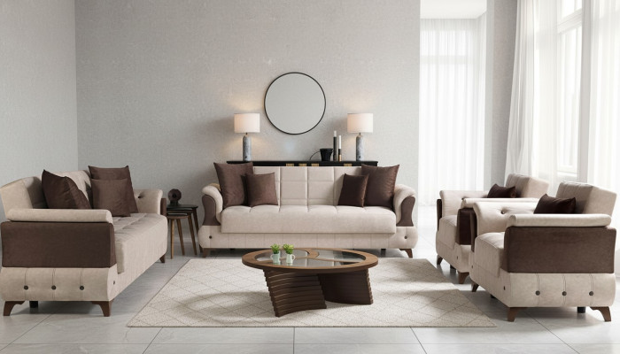 Moderne banksstel fauteuil textiel sofa luxe compleet luxe 3+2+1+1 zitter.