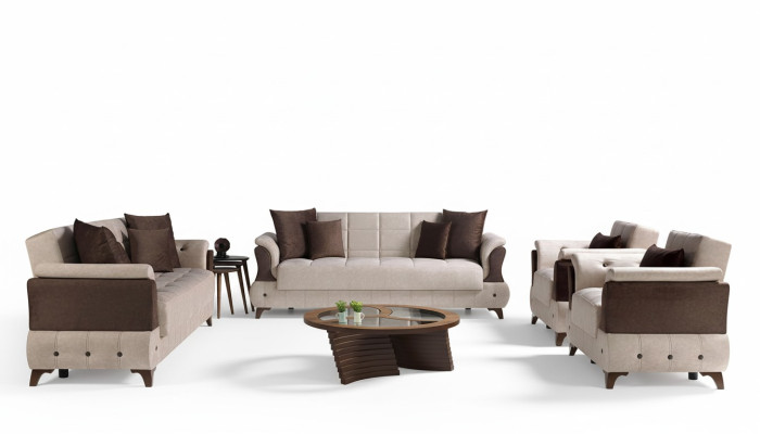 Moderne banksstel fauteuil textiel sofa luxe compleet luxe 3+2+1+1 zitter.