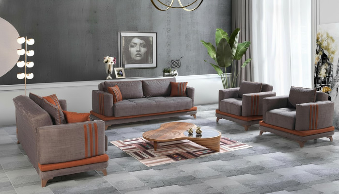 Ontwerp Moderne woonkamerset bankstel 3+2+1+1 Grijs Woonkamer meubelset