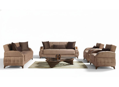 Designer bankstel 3+2+1+1 zits bank gestoffeerde zitkussens bruin set