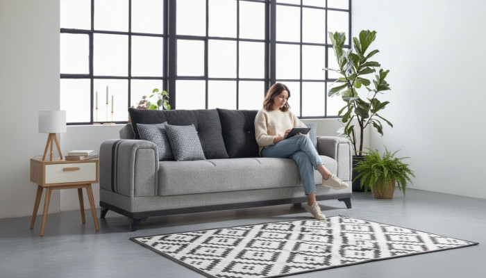 Woonkamer luxe bank 3-zits ontspanningsbanken Modern grijs Ontspanning 3-zitsbanken