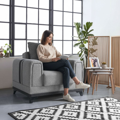 Ontwerp Zitplaats Luxe Stoel Relax Stof Grijs Stoel Lounge Club Moderne Luxe