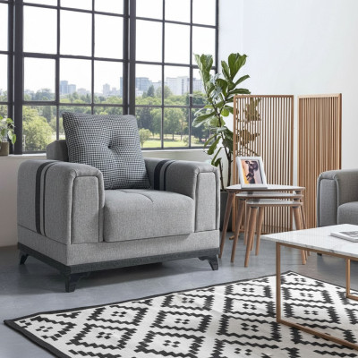 Ontwerp Zitplaats Luxe Stoel Relax Stof Grijs Stoel Lounge Club Moderne Luxe