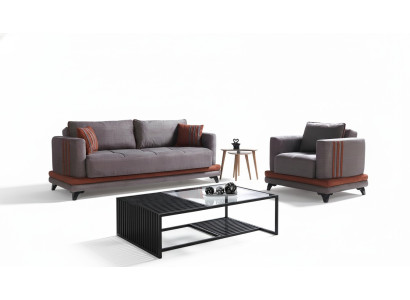 Sofaset 3+1 zits stoffen houten bank 3-zits modern fauteuil complete set nieuw EU.