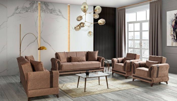 Sofaset 3+2+1+1 zits woonkamerset textiel bank fauteuil slaapbank