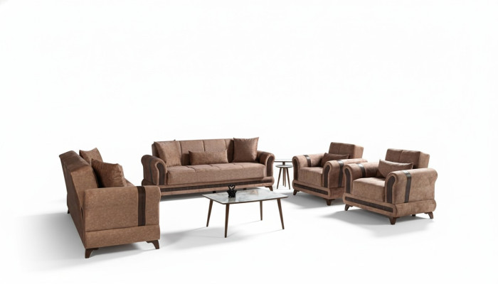 Sofaset 3+2+1+1 zits woonkamerset textiel bank fauteuil slaapbank