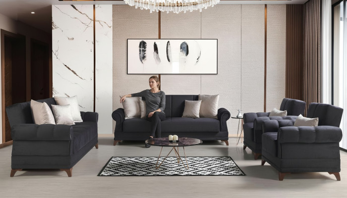 Bankstel 3+2+1+1 zits van textiel Modern Compleet 2x Fauteuil Bankstel 3-zits Luxe