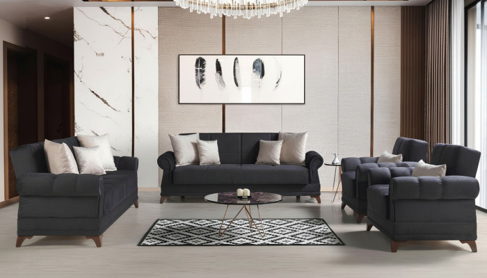 Bankstel 3+2+1+1 zits van textiel Modern Compleet 2x Fauteuil Bankstel 3-zits Luxe