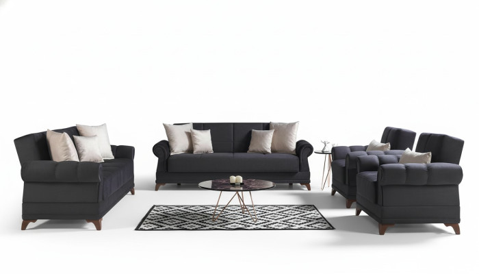 Bankstel 3+2+1+1 zits van textiel Modern Compleet 2x Fauteuil Bankstel 3-zits Luxe