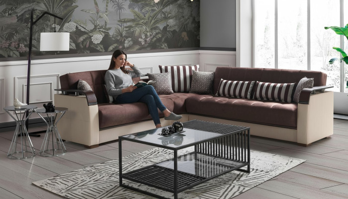 Hoekbank woonlandschap Beige L-vorm Bank Woonkamer Hoekbanken Luxe 315 x 245