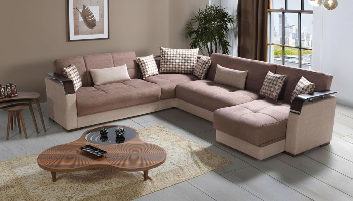 Hoekbank woonlandschap Bruin L-vorm Bank Woonkamer Hoekbanken Luxe Hoekbankstel