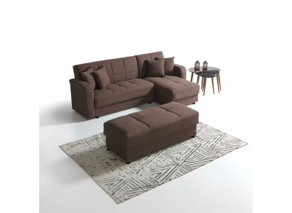 Luxe woonkamerset, poef + hoekbank L-vorm, modern set, ontspan compleet.