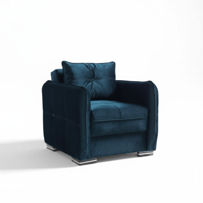 Ontwerp Stoel Luxe Fauteuil Relax Textiel Blauwe Kleur Club Lounge Modern