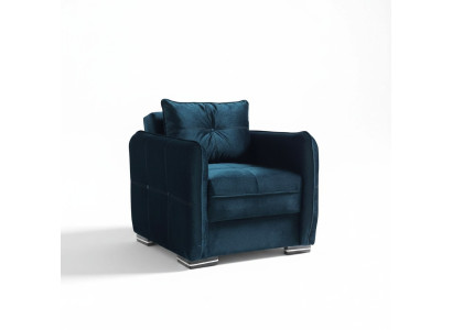 Ontwerp Stoel Luxe Fauteuil Relax Textiel Blauwe Kleur Club Lounge Modern
