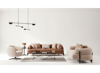 Sofaset 3+3+1 Zits Textiel Houtbank 3 Zitter Modern Fauteuil Nieuw Compleet Set