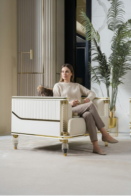Ontwerpsuite Luxe fauteuil Relax Stof Witte fauteuil Relax Stoel Moderne luxe