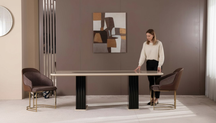 Eetkamer set Luxe 4x stoelen + eettafel eetkamerset garnituur moderne leunstoelen
