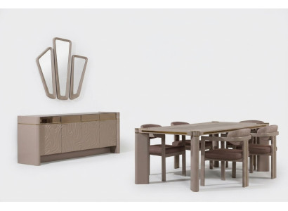 Luxe eetkamerset Eettafel + 6x stoelen Dressoir met 3x spiegels Eetgroepen