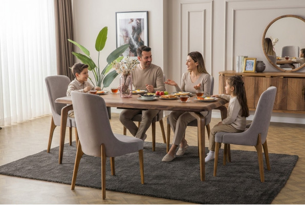 Eetkamer set 7-delig. Eettafel + 6x stoelen designer hout stoel set meubels nieuw