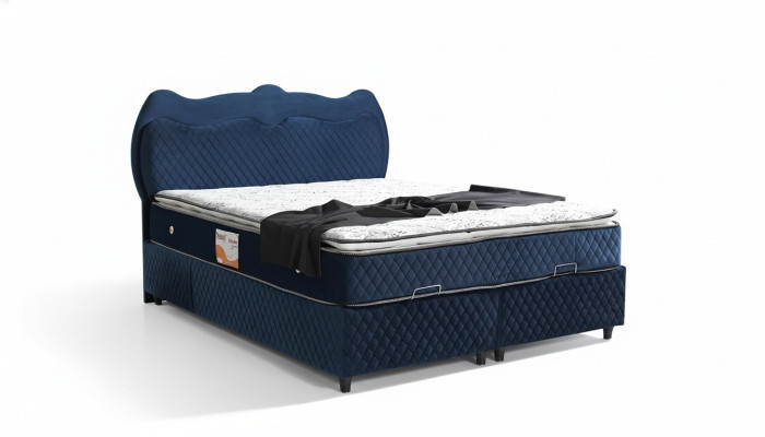 Bed Design Bed Luxury Blue Upholstered Bedroom Furniture Luxury Modern Boxspring