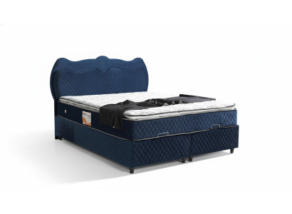 Bed Design Bed Luxury Blue Upholstered Bedroom Furniture Luxury Modern Boxspring