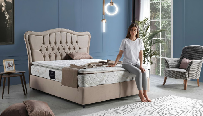 Bedontwerp Bedden Luxe Gestoffeerde Slaapkamermeubels Modern Beige 160x200