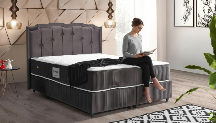 Bed ontwerp Bedden Luxe Bekleed Slaapkamer Meubels Boxspring Bruin 160x200