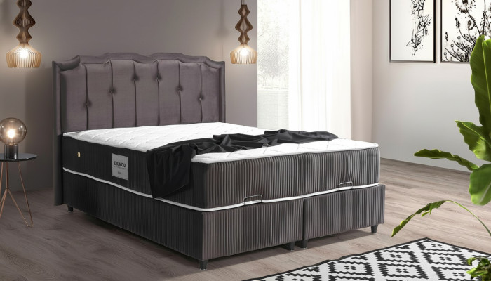 Bed ontwerp Bedden Luxe Bekleed Slaapkamer Meubels Boxspring Bruin 160x200
