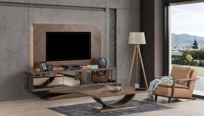 Woonkamer wand hout moderne stijl plank woonkamer meubels kast RTV met tv frame