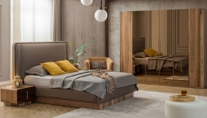 Luxe slaapkamer set Bed + 2x Nachtkastjes + Kast Hout Compleet Modern Nieuw