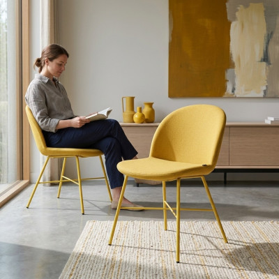 Gele stoel eetkamer zitting luxe designer textielstoelen zitmeubel