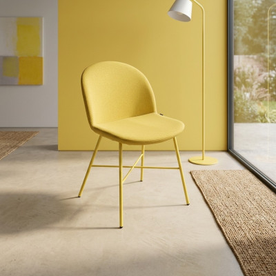 Gele stoel eetkamer zitting luxe designer textielstoelen zitmeubel
