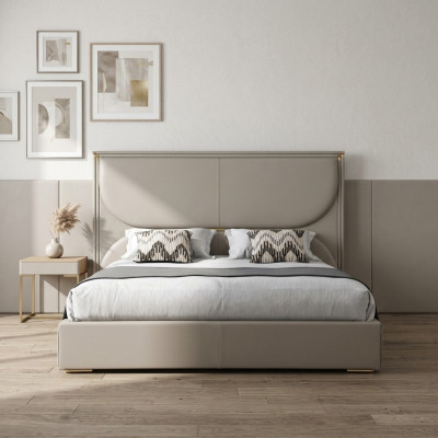 Luxe slaapkamer bed Designer meubels Tweepersoonsbed Wit Textiel Bedden Hout Nieuw
