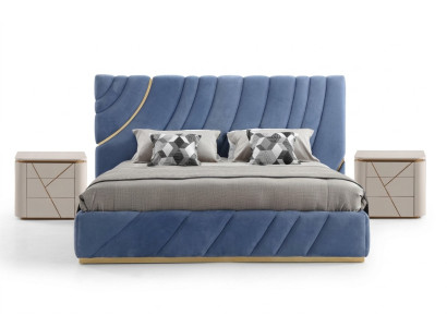 Slaapkamer set Bed 2x Nachtkastjes 3-delig Blauw nieuw Modern Compleet Luxe Meubels
