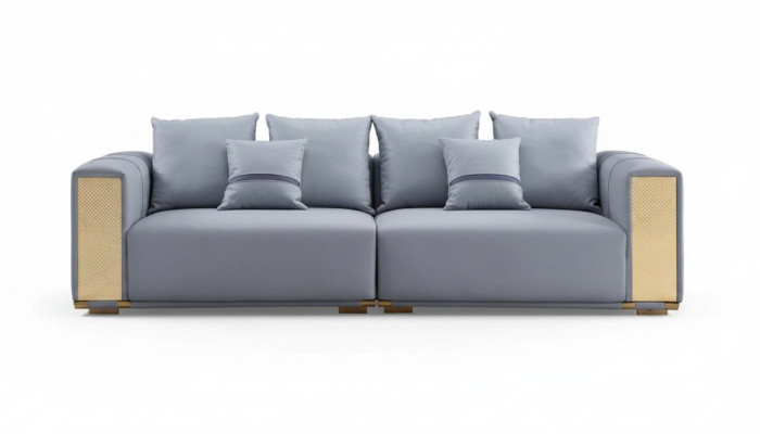 Luxe bankstel 4-zits gestoffeerde bank Blauw Textiel Zitontwerp Bank Modern Nieuw