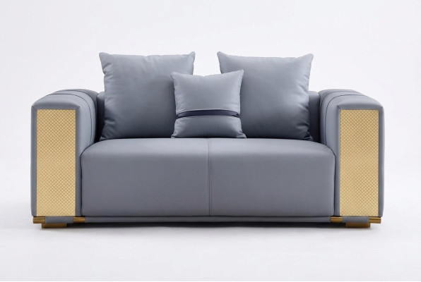 Luxe woonkamerbank 2-zits gestoffeerde bank Blauw textiel zit ontwerp bank Modern