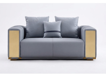 Luxe woonkamerbank 2-zits gestoffeerde bank Blauw textiel zit ontwerp bank Modern