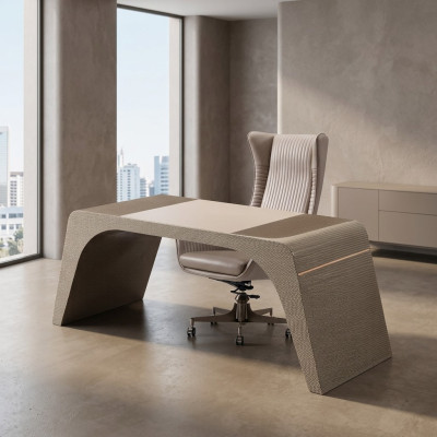 Werkkamer kantoor Luxe bureau met computerstoel Moderne beige kantoormeubelen