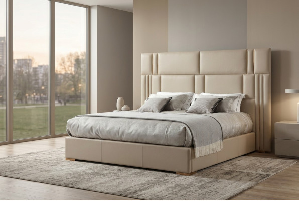 Luxe slaapkamerbed ontwerper meubels tweepersoonsbed wit textiel hout nieuw